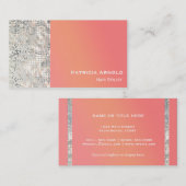 Carte de visite Sequins Glitter Glam Sunset Orange (Devant / Derrière)