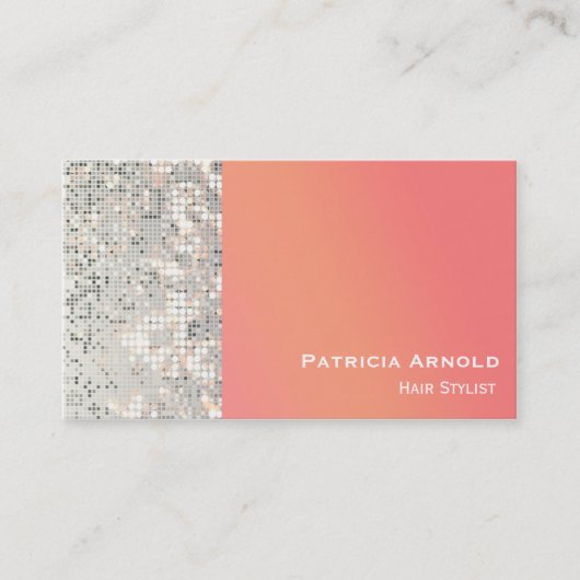Carte de visite Sequins Glitter Glam Sunset Orange (Devant)