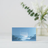 Carte De Visite Serene Blue Mist Mountain Valley Clean Frame (Debout devant)