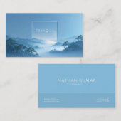 Carte De Visite Serene Blue Mist Mountain Valley Clean Frame (Devant / Derrière)