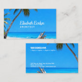 Carte De Visite Serene Blue Shore with Palms g876 (Devant / Derrière)