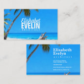 Carte De Visite Serene Blue Shore with Palms t321 (Devant / Derrière)
