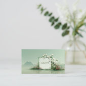 Carte De Visite Serene Zen Garden White Rose Floral Frame Mountain (Debout devant)