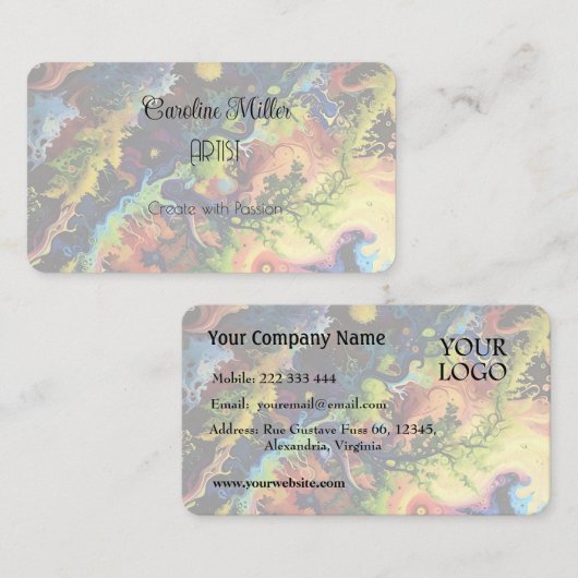 Carte De Visite Sérénité dans les formes Abstraites bleues (Devant / Derrière)