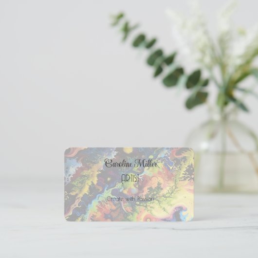 Carte De Visite Sérénité dans les formes Abstraites bleues (Debout devant)