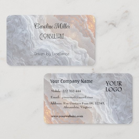 Carte De Visite Sérénité dans les formes Abstraites grises (Devant / Derrière)