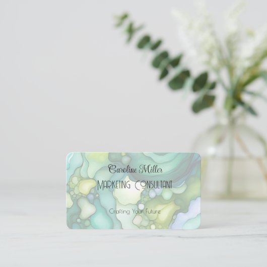 Carte De Visite Sérénité dans les formes Abstraites vertes (Debout devant)