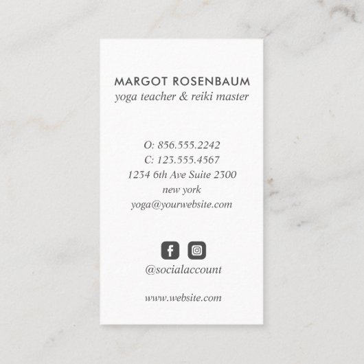 Carte De Visite Sérénité Lune : Embrassez les mains de guérison (Dos)