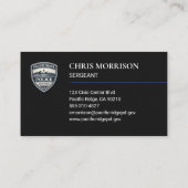Carte De Visite Sergent agent de police (Dos)