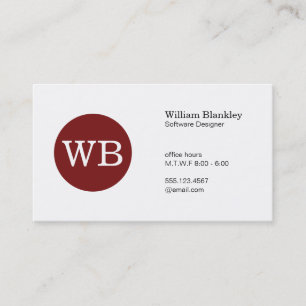 Carte De Visite Série Type Monogramme Crimson Cercle rouge