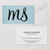 Carte De Visite Serif | Monogram | Bleu Clair (Devant / Derrière)