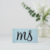 Carte De Visite Serif | Monogram | Bleu Clair (Debout devant)