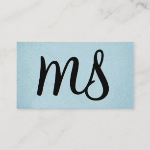 Carte De Visite Serif Monogram Bleu Clair