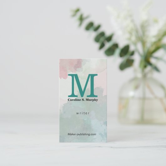 Carte De Visite Serif Monogram | Watercolor Artistic (Debout devant)
