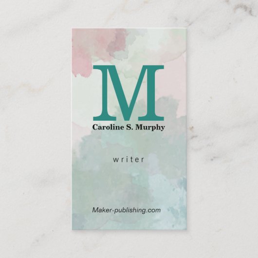Carte De Visite Serif Monogram | Watercolor Artistic (Devant)