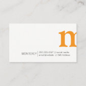 Carte De Visite Serif | Monogramme orange blanc (Devant)