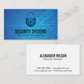 Carte De Visite Serrure Cyber Sécurité | Arrière-plan Tech (Devant / Derrière)