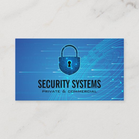 Carte De Visite Serrure Cyber Sécurité | Arrière-plan Tech (Devant)