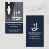 Carte De Visite Serveur alimentaire Creative Grey Suit Cutlery Wai (Devant / Derrière)