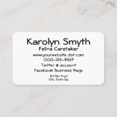 Carte De Visite Service animal de compagnie Chaton glamour Modèle (Dos)