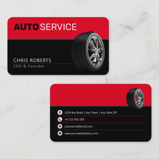 Carte De Visite Service Auto | Moderne (Devant / Derrière)