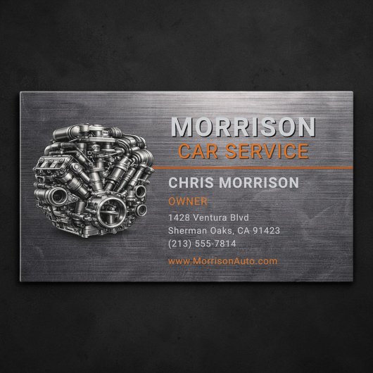 Carte De Visite Service Auto Motor Metallic