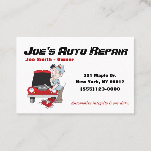 Carte De Visite Service automobile de réparation mécanique automob (Devant)