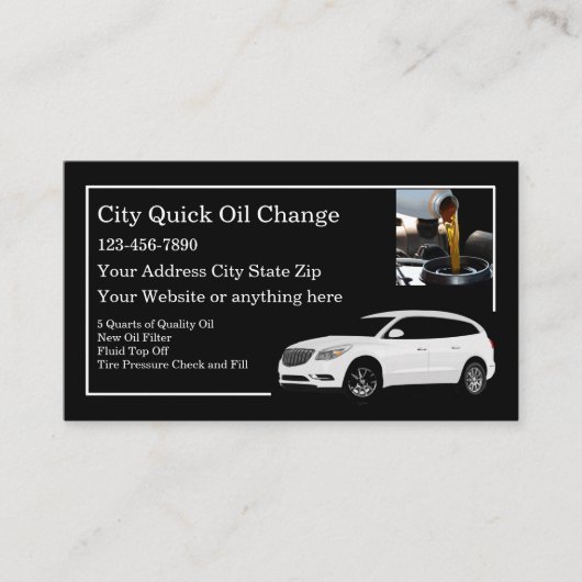 Carte De Visite Service Automobile Quick Oil Change (Devant)
