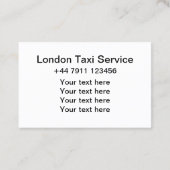 Carte De Visite Service BRITANNIQUE de taxi de Londres (Dos)