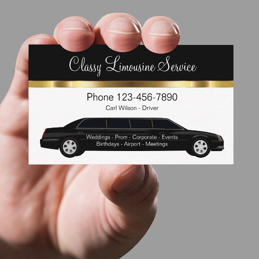 Carte De Visite Service Chauffeur Limousine Classique