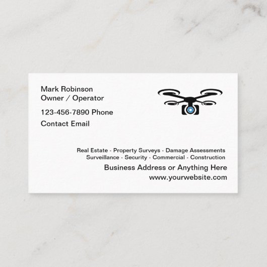 Carte De Visite Service Classé Oeil Drone Dans Le Ciel (Dos)