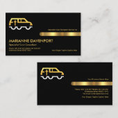 Carte De Visite Service commémoratif de ligne de bande d'or noir r (Devant / Derrière)