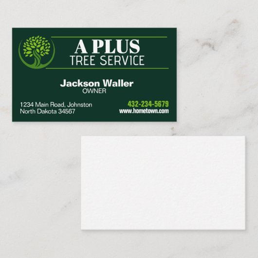 Carte De Visite Service d'ajustement de l'arborescence (Devant / Derrière)