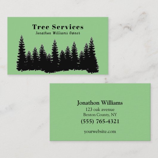 Carte De Visite Service d'ajustement de l'arbre professionnel Fore (Devant / Derrière)