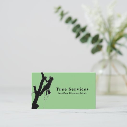 Carte De Visite Service d'ajustement de l'arbre professionnel vert (Debout devant)