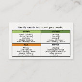 Carte De Visite Service d'aménagement paysager de la pelouse (Dos)