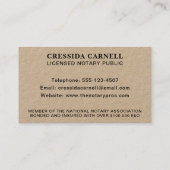 Carte De Visite Service d'apposition publique du notaire Quill Vin (Dos)