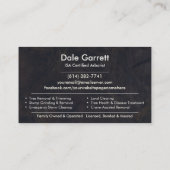 Carte De Visite Service d'arboriste professionnel  (Dos)