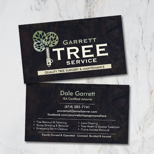Carte De Visite Service d'arboriste professionnel