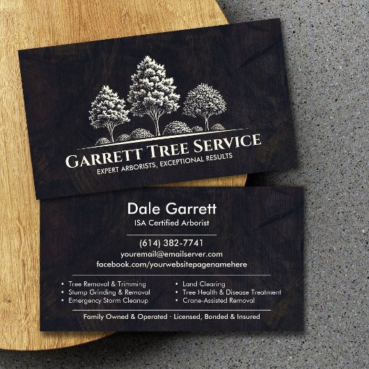 Carte De Visite Service d'arboriste professionnel 