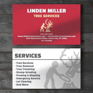 Carte De Visite Service d'arbre Arboriste Professionnel Rouge