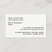 Carte De Visite Service d'audio automobile (Dos)