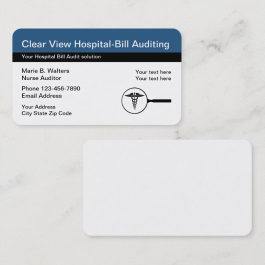 Carte De Visite Service d'audit de facturation Médicale (Devant / Derrière)