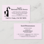 Carte De Visite Service de barman de cocktail Script Rose (Devant / Derrière)