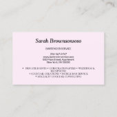 Carte De Visite Service de barman de cocktail Script Rose (Dos)