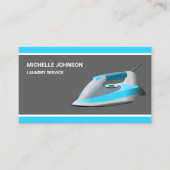 Carte De Visite Service de blanchisserie en fer à vapeur bleu (Devant)