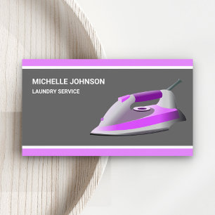 Carte De Visite Service de blanchisserie en fer à vapeur violet