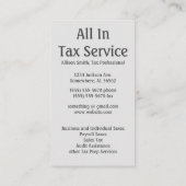 Carte De Visite Service de calcul de taxe gris (Dos)