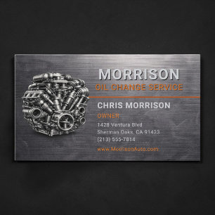 Carte De Visite Service de changement d'huile Auto Motor Metallic