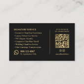 Carte De Visite Service de Chauffeur de Luxe Privé Exécutif Noir (Dos)